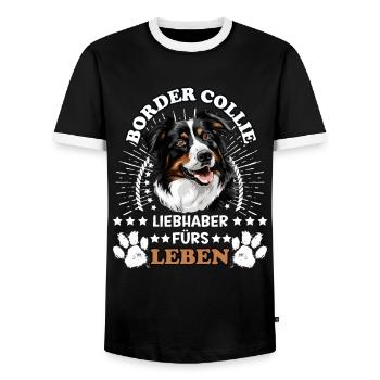 BORDER COLLIE LIEBHABER FÜRS LEBEN Hundebesitzer - Männer Kontrast-T-Shirt - Schwarz/Weiß - Vorne - AI Model Female 172 light (172cm) & AI Model Male 178 light (178cm)