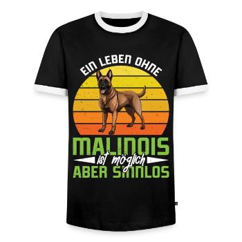 Hundebesitzer EIN LEBEN OHNE MALINOIS IST SINNLOS - Männer Kontrast-T-Shirt - Schwarz/Weiß - Vorne - AI Model Female 172 light (172cm) & AI Model Male 178 light (178cm)