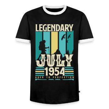 Geburtstagsgeschenk Juli 1954, Vintage Juli. - Männer Kontrast-T-Shirt - Schwarz/Weiß - Vorne - AI Model Female 172 light (172cm) & AI Model Male 178 light (178cm)
