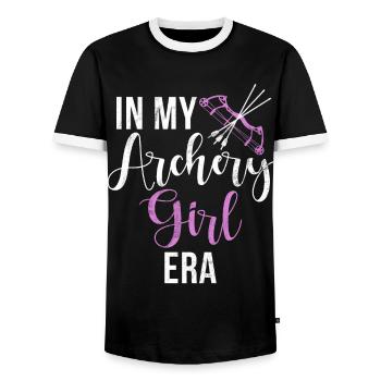 Tir à l’arc Chasse à l’arc Filles Chasse à la flèche - T-shirt contrasté Homme - noir/blanc - Devant - AI Model Female 172 light (172cm) & AI Model Male 178 light (178cm)