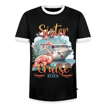 Croisière sœur 2025 - T-shirt contrasté Homme - noir/blanc - Devant - AI Model Female 172 light (172cm) & AI Model Male 178 light (178cm)