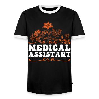 In My Medical Assistant Era Mit Blumenmotiv - Männer Kontrast-T-Shirt - Schwarz/Weiß - Vorne - AI Model Female 172 light (172cm) & AI Model Male 178 light (178cm)