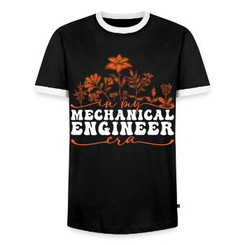 À l’époque de mon ingénieur en mécanique - T-shirt contrasté Homme - noir/blanc - Devant - AI Model Female 172 light (172cm) & AI Model Male 178 light (178cm)