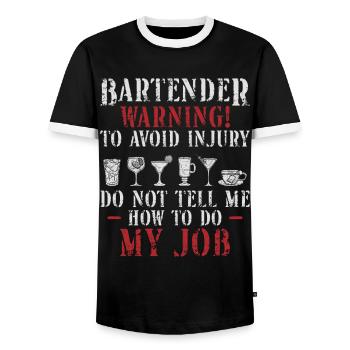 Bartender Mixologist Bartender - Men's Ringer Shirt - black/white - Front - AI Model Female 172 light (172cm) & AI Model Male 178 light (178cm)