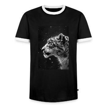 Snow Leopard Schneeleoparden Schneeleopard - Men's Ringer Shirt - black/white - Front - AI Model Female 172 light (172cm) & AI Model Male 178 light (178cm)