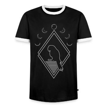 Parrot Moon Phases - Men's Ringer Shirt - black/white - Front - AI Model Female 172 light (172cm) & AI Model Male 178 light (178cm)