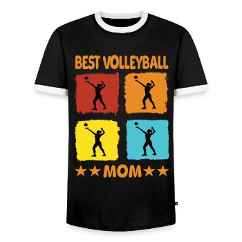 Meilleure maman de volleyball - T-shirt contrasté Homme - noir/blanc - Devant - AI Model Female 172 light (172cm) & AI Model Male 178 light (178cm)