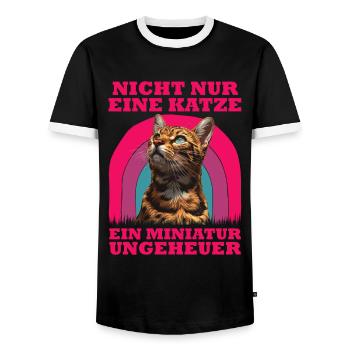 Chat du Bengale PAS SEULEMENT UNE MINIATURE DE CHAT - T-shirt contrasté Homme - noir/blanc - Devant - AI Model Female 172 light (172cm) & AI Model Male 178 light (178cm)