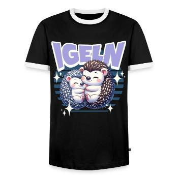 Igel Kuscheln Igeln - Männer Kontrast-T-Shirt - Schwarz/Weiß - Vorne - AI Model Female 172 light (172cm) & AI Model Male 178 light (178cm)