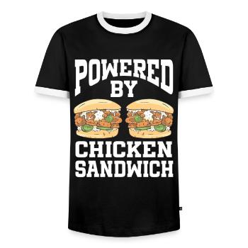 Sandwich au poulet - T-shirt contrasté Homme - noir/blanc - Devant - AI Model Female 172 light (172cm) & AI Model Male 178 light (178cm)