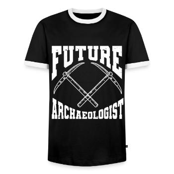 Archaeologist Archaeology - Men's Ringer Shirt - black/white - Front - AI Model Female 172 light (172cm) & AI Model Male 178 light (178cm)