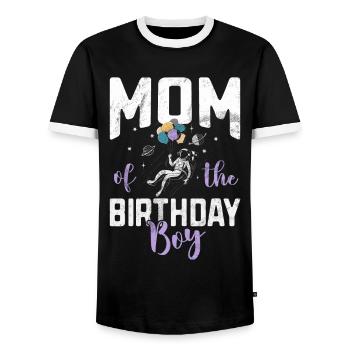 Astronautes de l’espace de la mère de la fille d’anniversaire - T-shirt contrasté Homme - noir/blanc - Devant - AI Model Female 172 light (172cm) & AI Model Male 178 light (178cm)