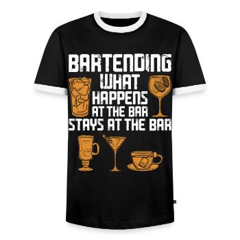 Bartender Mixologist Bartending - Männer Kontrast-T-Shirt - Schwarz/Weiß - Vorne - AI Model Female 172 light (172cm) & AI Model Male 178 light (178cm)