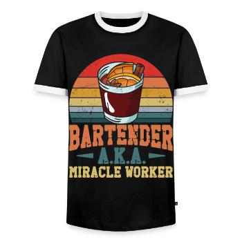Bartender Mixologist Bartender - Men's Ringer Shirt - black/white - Front - AI Model Female 172 light (172cm) & AI Model Male 178 light (178cm)
