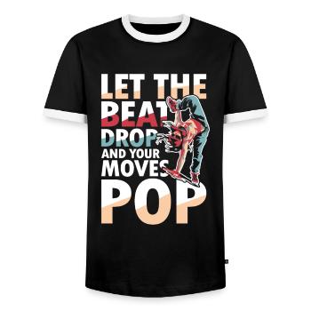 Let The Beat Drop And Your Moves Pop - Männer Kontrast-T-Shirt - Schwarz/Weiß - Vorne - AI Model Female 172 light (172cm) & AI Model Male 178 light (178cm)