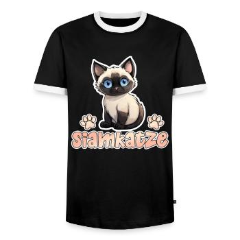 Siamese Cats SIAMESE Cat Owner Siamese Cat - Men's Ringer Shirt - black/white - Front - AI Model Female 172 light (172cm) & AI Model Male 178 light (178cm)