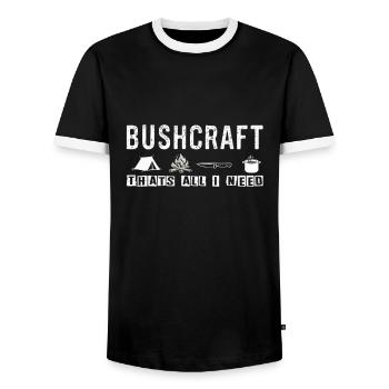 Bushcraft outdoor advebture - Männer Kontrast-T-Shirt - Schwarz/Weiß - Vorne - AI Model Female 172 light (172cm) & AI Model Male 178 light (178cm)