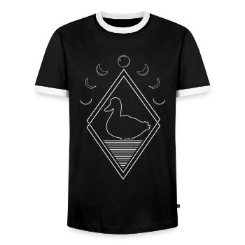Duck Moon Phases - Men's Ringer Shirt - black/white - Front - AI Model Female 172 light (172cm) & AI Model Male 178 light (178cm)