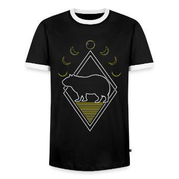 Capybara Capybara Abstract Moon Phases - Men's Ringer Shirt - black/white - Front - AI Model Female 172 light (172cm) & AI Model Male 178 light (178cm)