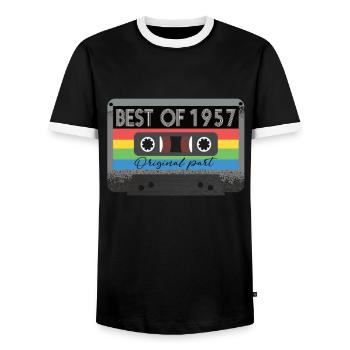 Le meilleur de 1957 Vintage Cassette Retro Anniversaire - T-shirt contrasté Homme - noir/blanc - Devant - AI Model Female 172 light (172cm) & AI Model Male 178 light (178cm)