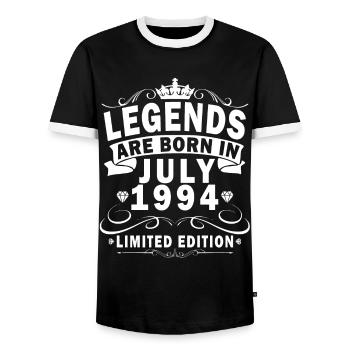 Juillet 1994 anniversaire Juillet 1994 Juillet - T-shirt contrasté Homme - noir/blanc - Devant - AI Model Female 172 light (172cm) & AI Model Male 178 light (178cm)