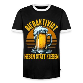 Activiste de la bière Soulever au lieu de coller – plaisir de la fête - T-shirt contrasté Homme - noir/blanc - Devant - AI Model Female 172 light (172cm) & AI Model Male 178 light (178cm)
