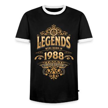 1988 Légende Anniversaire 1988 Année de naissance - T-shirt contrasté Homme - noir/blanc - Devant - AI Model Female 172 light (172cm) & AI Model Male 178 light (178cm)