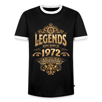 1972 Legende Geburtstag 1972 Geburtsjahr - Männer Kontrast-T-Shirt - Schwarz/Weiß - Vorne - AI Model Female 172 light (172cm) & AI Model Male 178 light (178cm)