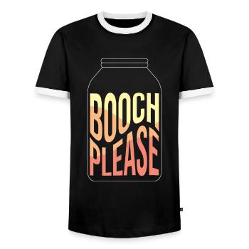 Booch Please Kombucha Tea Fermentation - Men's Ringer Shirt - black/white - Front - AI Model Female 172 light (172cm) & AI Model Male 178 light (178cm)