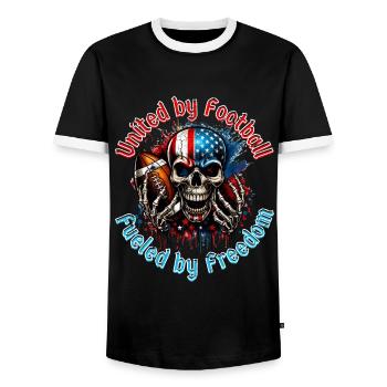 4 juillet Football américain Skull U. S. FLag - T-shirt contrasté Homme - noir/blanc - Devant - AI Model Female 172 light (172cm) & AI Model Male 178 light (178cm)