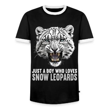 Snow Leopard Schneeleoparden Schneeleopard - Men's Ringer Shirt - black/white - Front - AI Model Female 172 light (172cm) & AI Model Male 178 light (178cm)