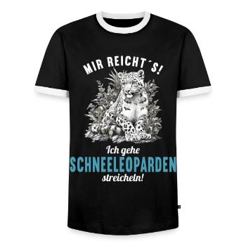 Snow Leopard Schneeleoparden Schneeleopard - Men's Ringer Shirt - black/white - Front - AI Model Female 172 light (172cm) & AI Model Male 178 light (178cm)