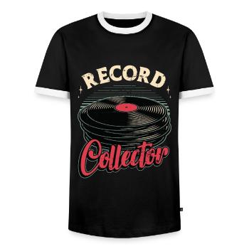 Disques vinyles collector disc jockey musique rétro - T-shirt contrasté Homme - noir/blanc - Devant - AI Model Female 172 light (172cm) & AI Model Male 178 light (178cm)