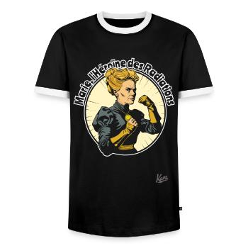 Marie - Die Heldin der Strahlung - Männer Kontrast-T-Shirt - Schwarz/Weiß - Vorne - AI Model Female 172 light (172cm) & AI Model Male 178 light (178cm)