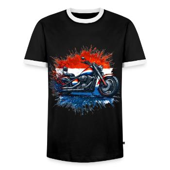 Dutch Pride: Motorrad T-Shirt in niederländischen Farben - Männer Kontrast-T-Shirt - Schwarz/Weiß - Vorne - AI Model Female 172 light (172cm) & AI Model Male 178 light (178cm)