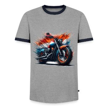 Holländische Farben Motorradhemden, Motorrad - Männer Kontrast-T-Shirt - Grau/Navy  - Vorne - AI Model Female 172 light (172cm) & AI Model Male 178 light (178cm)
