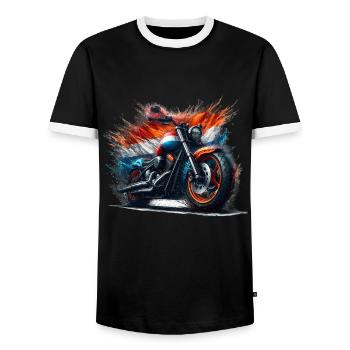 Dutch colors motorcycle shirts, motorcycle - Men's Ringer Shirt - black/white - Front - AI Model Female 172 light (172cm) & AI Model Male 178 light (178cm)