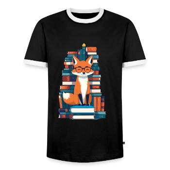 Niedlicher Buch Liebhaber Lustiger Bücherwurm - Männer Kontrast-T-Shirt - Schwarz/Weiß - Vorne - AI Model Female 172 light (172cm) & AI Model Male 178 light (178cm)