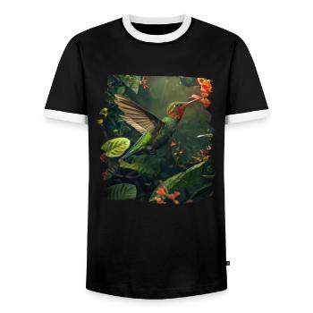 Hummingbird Kolibris Kolibri - Männer Kontrast-T-Shirt - Schwarz/Weiß - Vorne - AI Model Female 172 light (172cm) & AI Model Male 178 light (178cm)