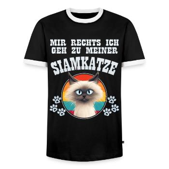 Siamkatze MIR REICHTS ICH GEH ZU MEINER SIAMKATZE - Männer Kontrast-T-Shirt - Schwarz/Weiß - Vorne - AI Model Female 172 light (172cm) & AI Model Male 178 light (178cm)