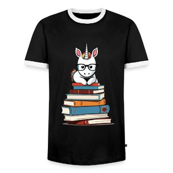Einhorn Fantasie Geschichten Süßer Einhorn - Männer Kontrast-T-Shirt - Schwarz/Weiß - Vorne - AI Model Female 172 light (172cm) & AI Model Male 178 light (178cm)