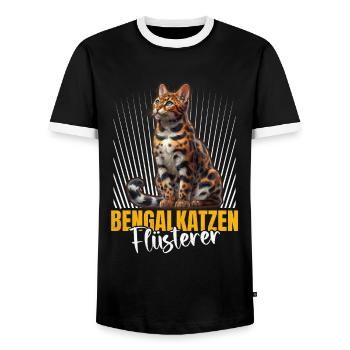 BENGALKATZEN FLÜSTERER Lustiges Bengalkatzen - Männer Kontrast-T-Shirt - Schwarz/Weiß - Vorne - AI Model Female 172 light (172cm) & AI Model Male 178 light (178cm)