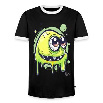 Drôle de monstre visqueux - T-shirt contrasté Homme - noir/blanc - Devant - AI Model Female 172 light (172cm) & AI Model Male 178 light (178cm)