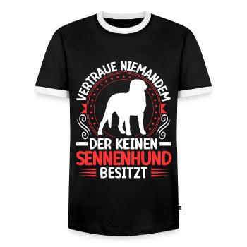 Sennenhund Ich besitze einen Schweizer Sennenhund - Männer Kontrast-T-Shirt - Schwarz/Weiß - Vorne - AI Model Female 172 light (172cm) & AI Model Male 178 light (178cm)