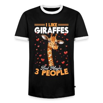 Giraffe Animal I Like Giraffes And Maybe 3 People - Männer Kontrast-T-Shirt - Schwarz/Weiß - Vorne - AI Model Female 172 light (172cm) & AI Model Male 178 light (178cm)