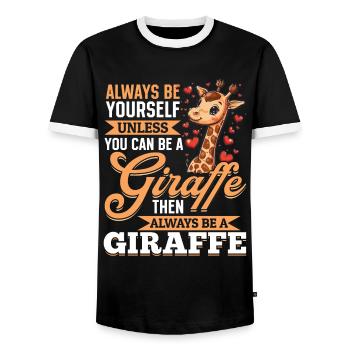 Funny Giraffe Animal Always Be Yourself - Männer Kontrast-T-Shirt - Schwarz/Weiß - Vorne - AI Model Female 172 light (172cm) & AI Model Male 178 light (178cm)
