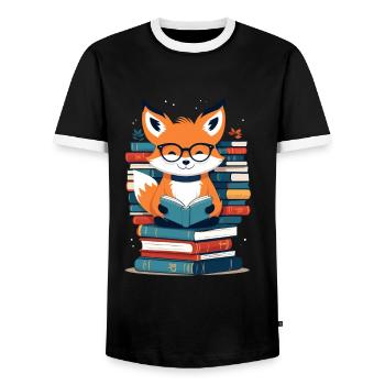 Cute Book Lover Funny Books Design - Men's Ringer Shirt - black/white - Front - AI Model Female 172 light (172cm) & AI Model Male 178 light (178cm)