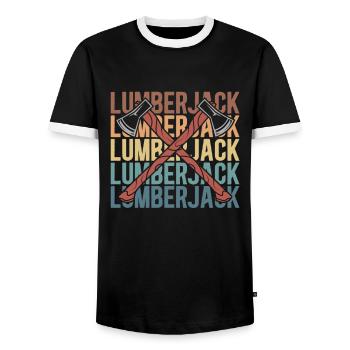 Wood chippers, forestry workers, lumberjacks - Men's Ringer Shirt - black/white - Front - AI Model Female 172 light (172cm) & AI Model Male 178 light (178cm)