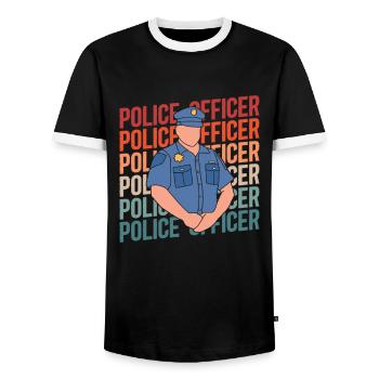 Polizist Polizei - Männer Kontrast-T-Shirt - Schwarz/Weiß - Vorne - AI Model Female 172 light (172cm) & AI Model Male 178 light (178cm)