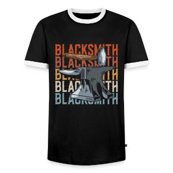 Blacksmith metalworker - Men's Ringer Shirt - black/white - Front - AI Model Female 172 light (172cm) & AI Model Male 178 light (178cm)